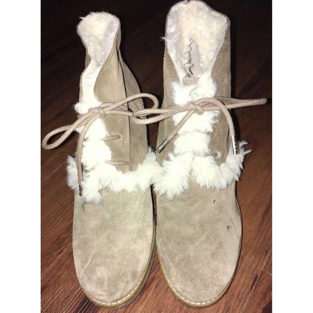 GAP Leather Suede Gray Silver Pump Wedge Heel Shoe Women's 9 fur